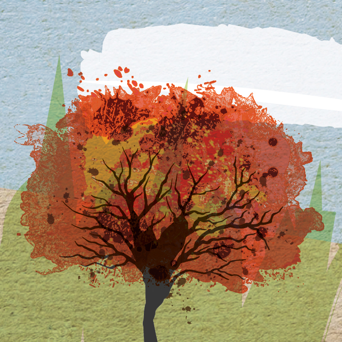 arbol pintado estilo acuarela